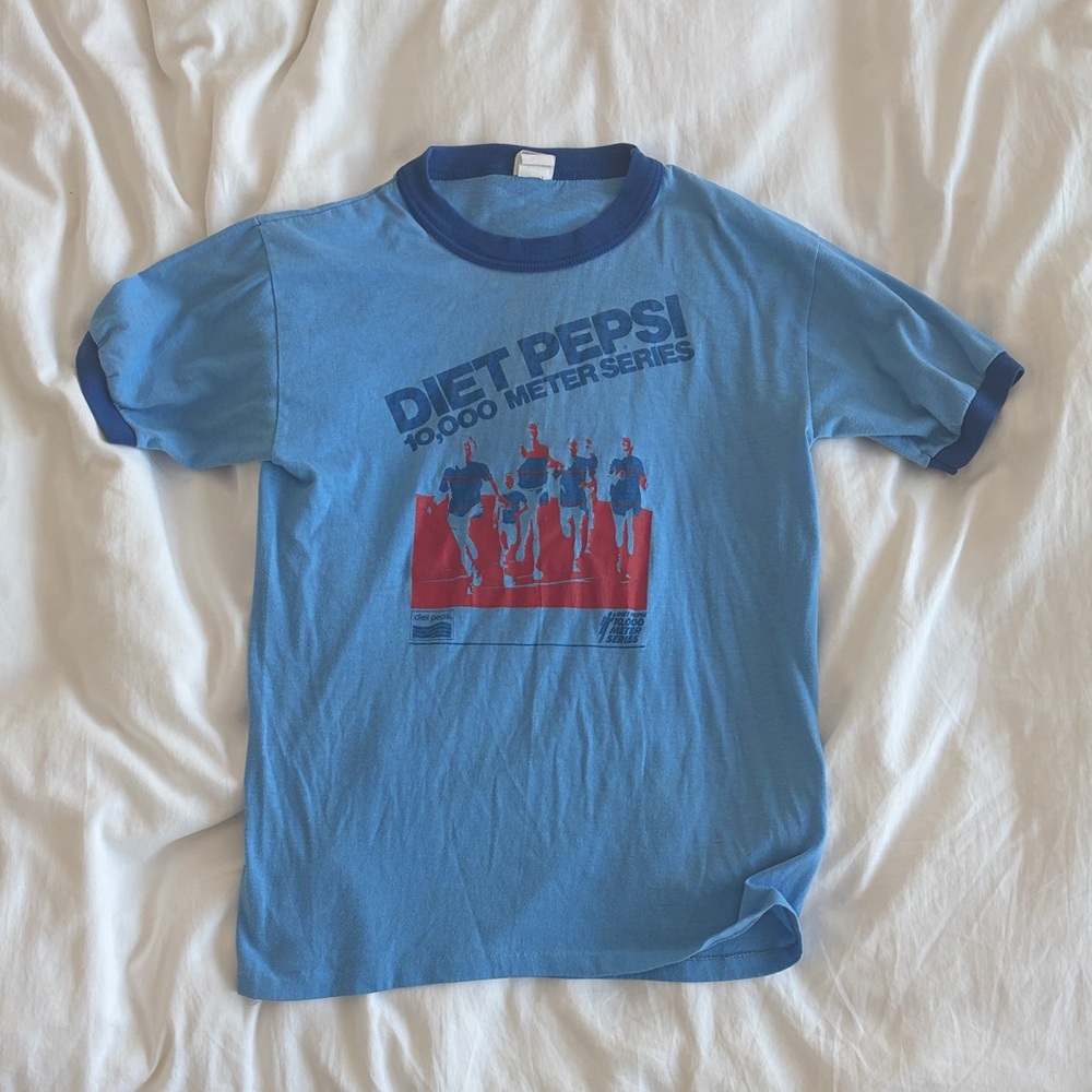 Vintage Pepsi Blue Race Day Graphic Ringer Tee